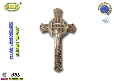 Plastikowy złoty kolor Krzyża pogrzebowego i krucyfiks DP007 30cm * 17cm plasteliny crucifijos y cristos