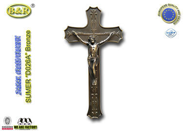 Krzyż Croix i krucyfiks z Jezusem w Zamac 40 * 16 cm D026A antyczny brąz kolor zamak trumna dekoracji